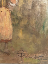 Carica l'immagine nel visualizzatore di Gallery, Dipinto antico, olio su tela, figure femminili, G. B. Todeschini, XIX secolo