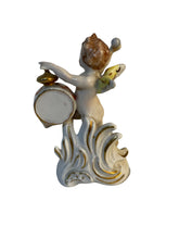 Carica l'immagine nel visualizzatore di Gallery, Ceramica Capodimonte, angioletto con tamburo, XX secolo.