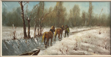 Carica l'immagine nel visualizzatore di Gallery, Dipinto olio su tela XX, "Nevicata al parco", firmato C. Vergani
