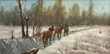 Carica l'immagine nel visualizzatore di Gallery, Dipinto olio su tela XX, "Nevicata al parco", firmato C. Vergani