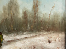 Carica l'immagine nel visualizzatore di Gallery, Dipinto olio su tela XX, "Nevicata al parco", firmato C. Vergani