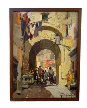 Carica l'immagine nel visualizzatore di Gallery, Dipinto olio su tavoletta, Borgo di Napoli, Giordano Felice