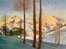 Carica l'immagine nel visualizzatore di Gallery, Dipinto olio su tela "Montagne innevate", fine XIX secolo