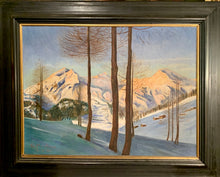 Carica l'immagine nel visualizzatore di Gallery, Dipinto olio su tela "Montagne innevate", fine XIX secolo
