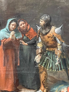 Dipinto antico, olio su tela, Omicidio di Filippo Strozzi, XIX secolo