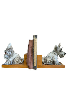 Coppia di cani ferma libri in ceramica, Cacciapuoti, XX secolo