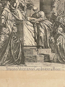 Stampa antica tratta da opera del Tiziano, epoca XIX secolo