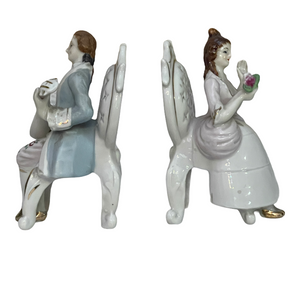 Coppia di statuine vintage in ceramica marcata Royal Porzelan