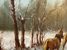 Carica l&#39;immagine nel visualizzatore di Gallery, Dipinto olio su tela XX, &quot;Nevicata al parco&quot;, firmato C. Vergani
