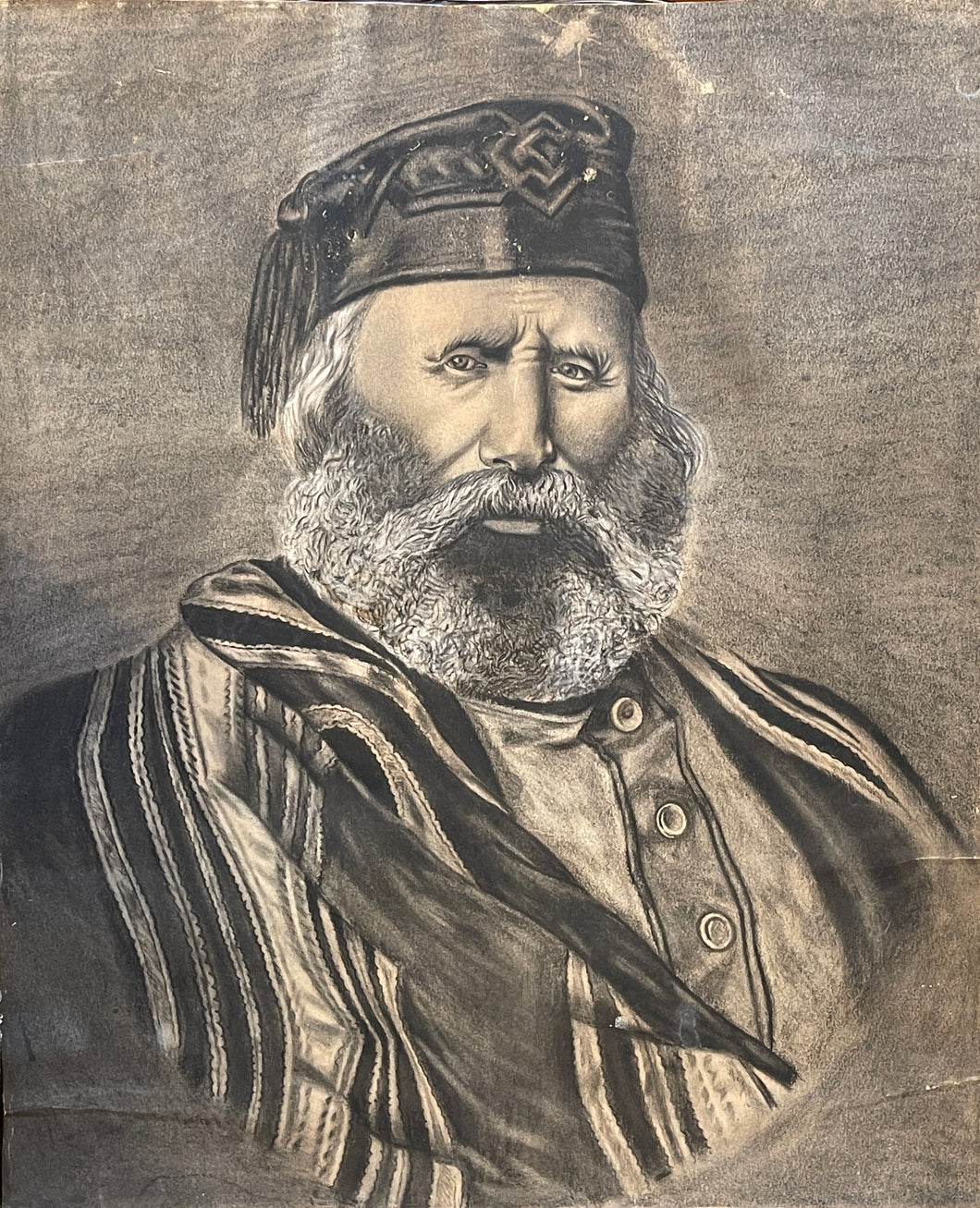 Carboncino su cartone, XIX secolo, Giuseppe Garibaldi