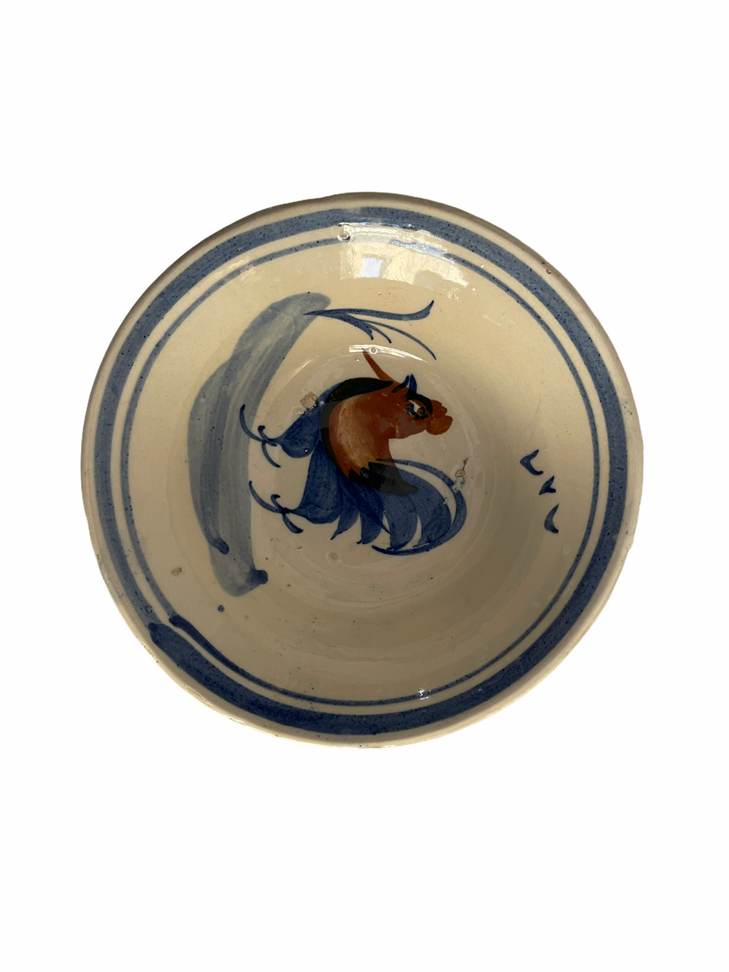Ciotola orientale vintage, in ceramica decorata, gallo.