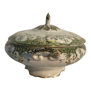 Zuppiera in ceramica, XX secolo, finemente decorata a mano