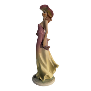 Statuina ceramica vintage, donna, anni ‘70, firmata Pap C.