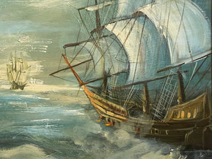 Dipinto olio su tela, marina, epoca XX secolo, firmato Sarti
