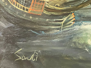 Dipinto olio su tela, marina, epoca XX secolo, firmato Sarti