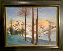 Carica l&#39;immagine nel visualizzatore di Gallery, Dipinto olio su tela &quot;Montagne innevate&quot;, fine XIX secolo
